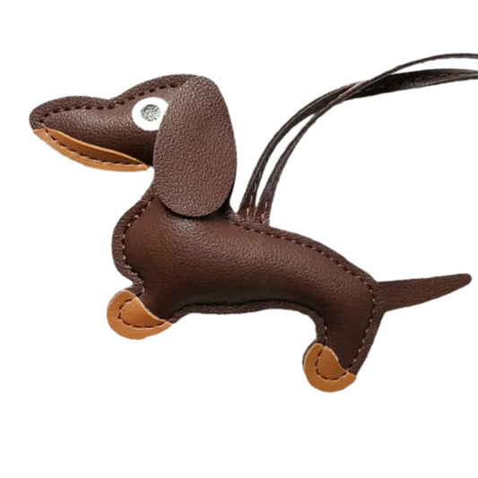 Dackel-Charm – bunter Schlüsselanhänger aus Kunstleder