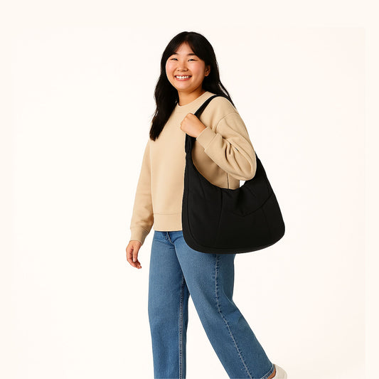Puffy Slouch Schultertasche mit Reißverschluss