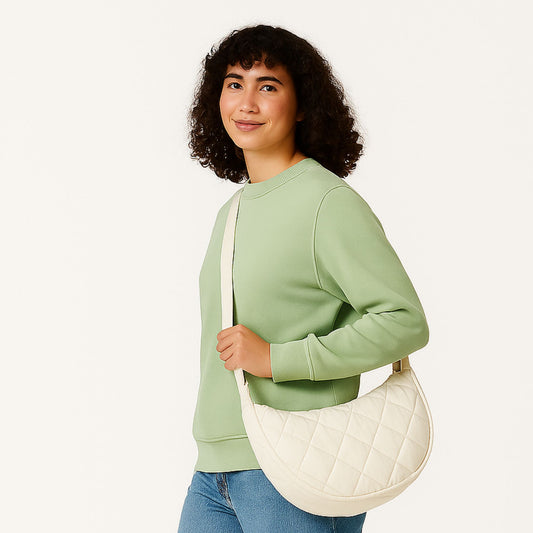 Stepp Halbmondtasche mit Steppung Umhängetasche