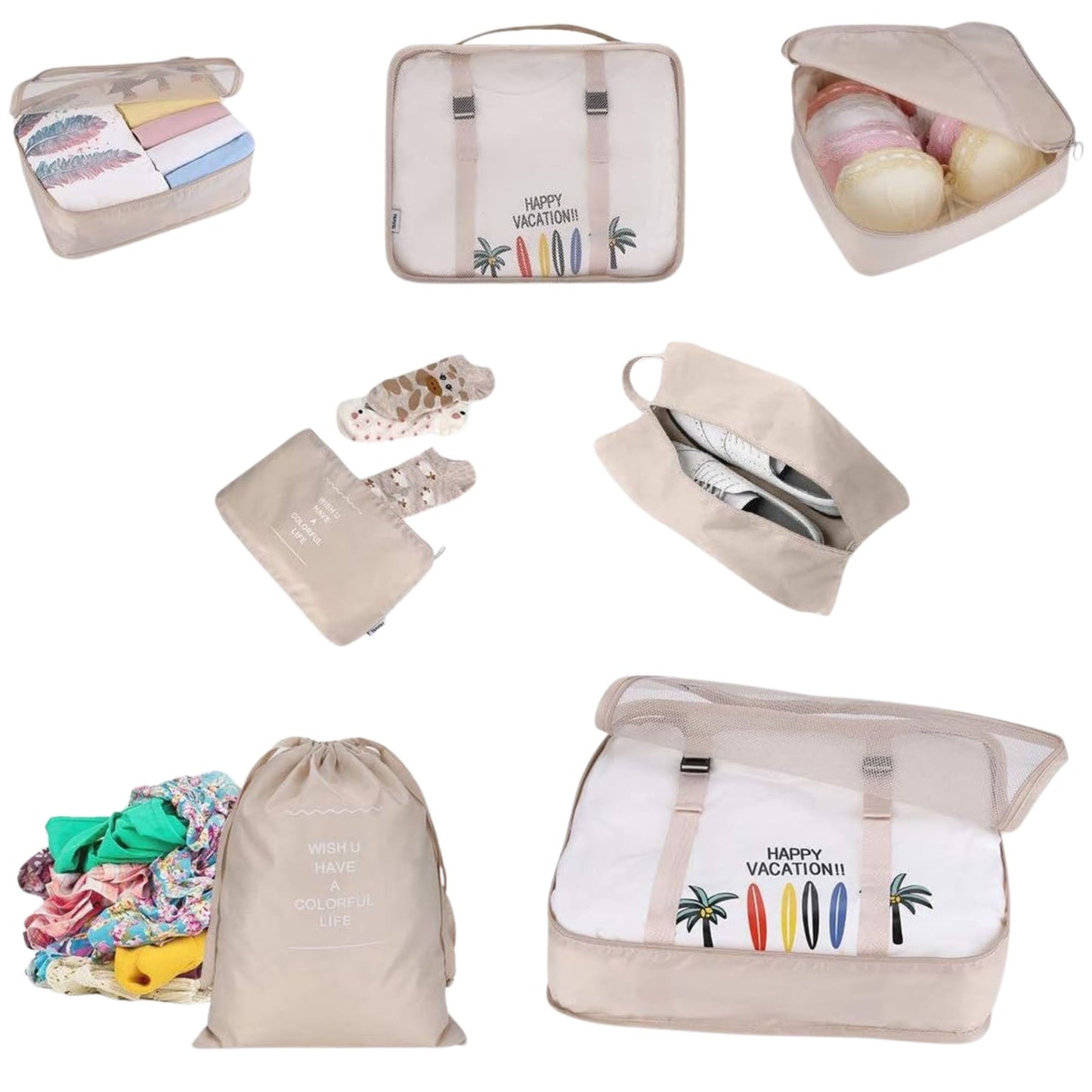 Reise Packwürfel Set – 7-teilig, wasserdicht & platzsparend