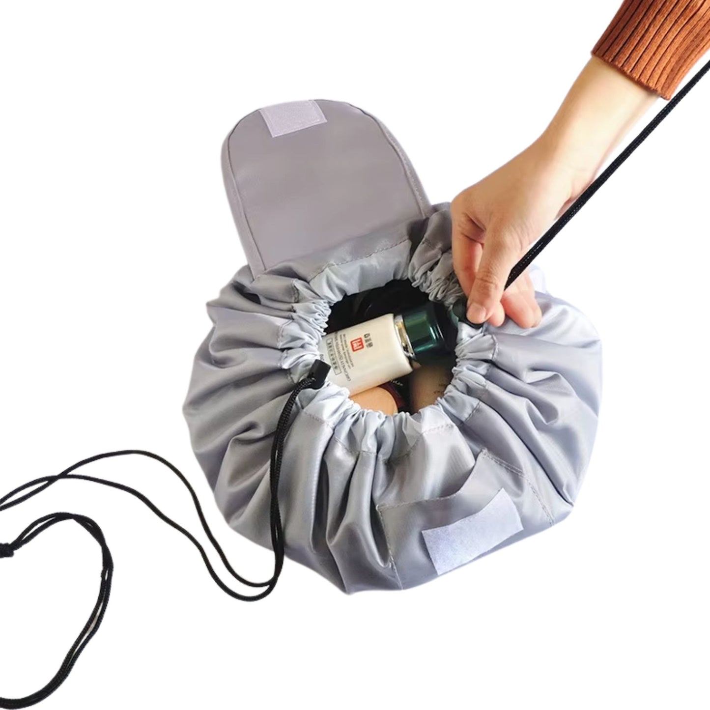 Aufziehbare Kosmetiktasche – faltbar, rund & perfekt für unterwegs