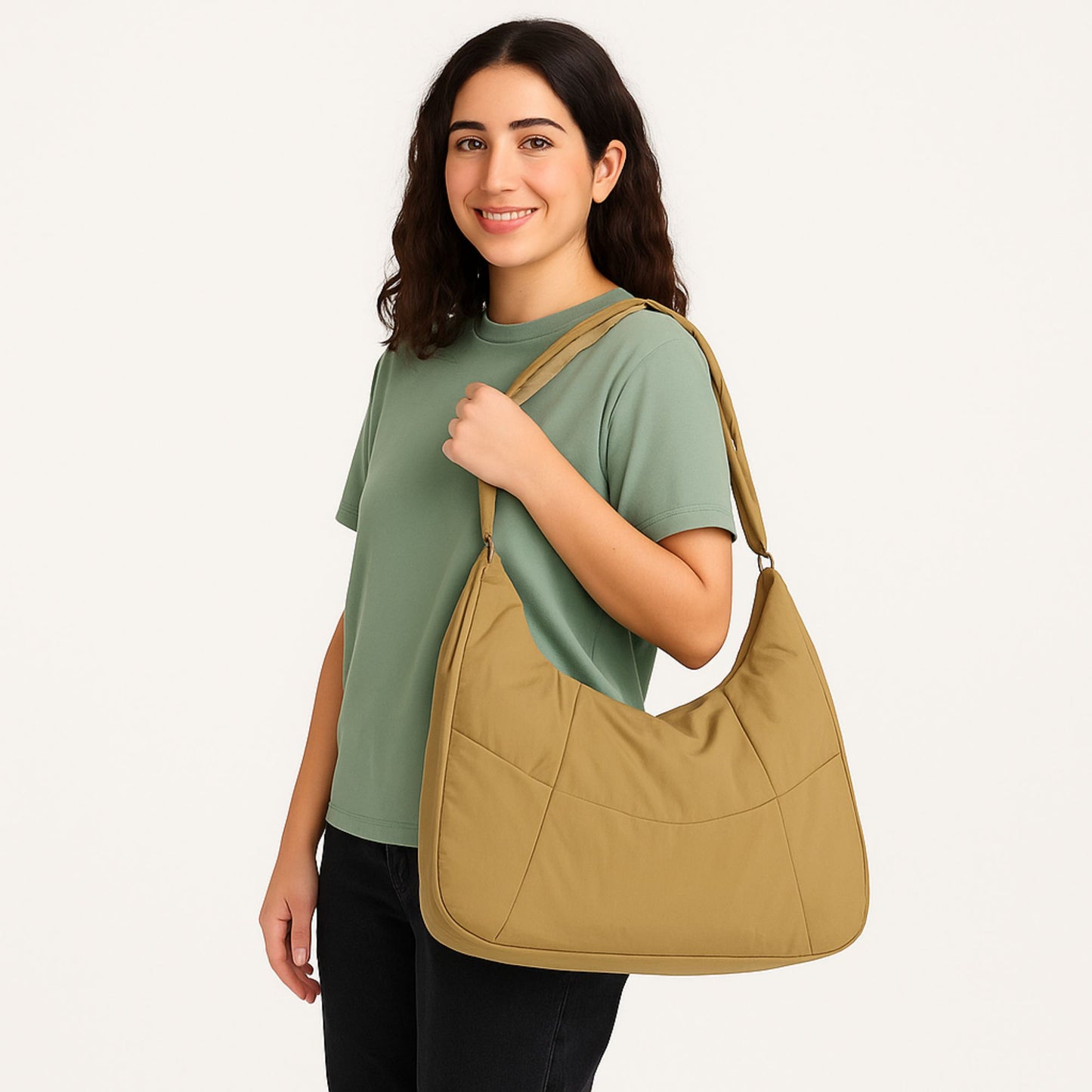 Puffy Slouch Schultertasche mit Reißverschluss