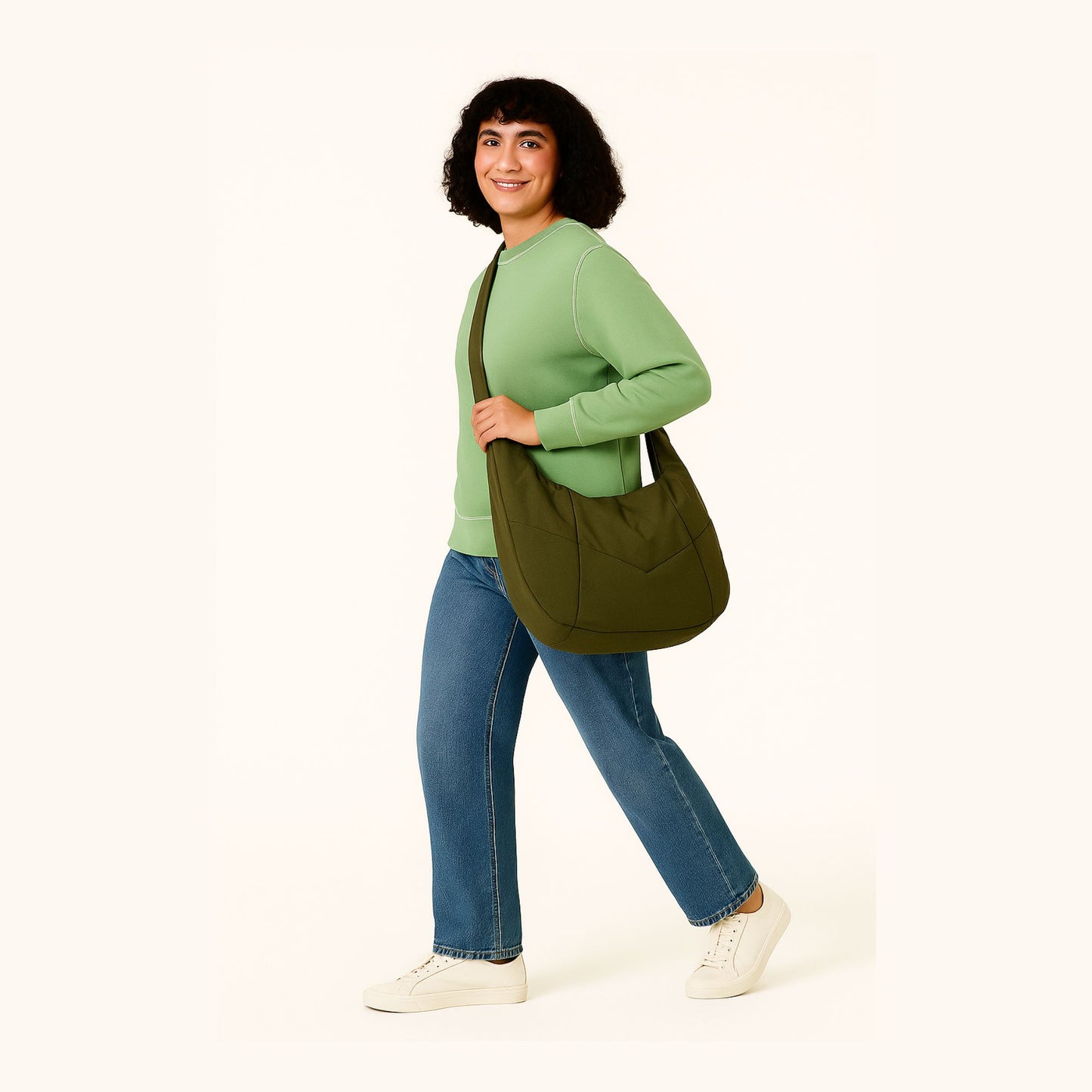 Puffy Slouch Schultertasche mit Reißverschluss