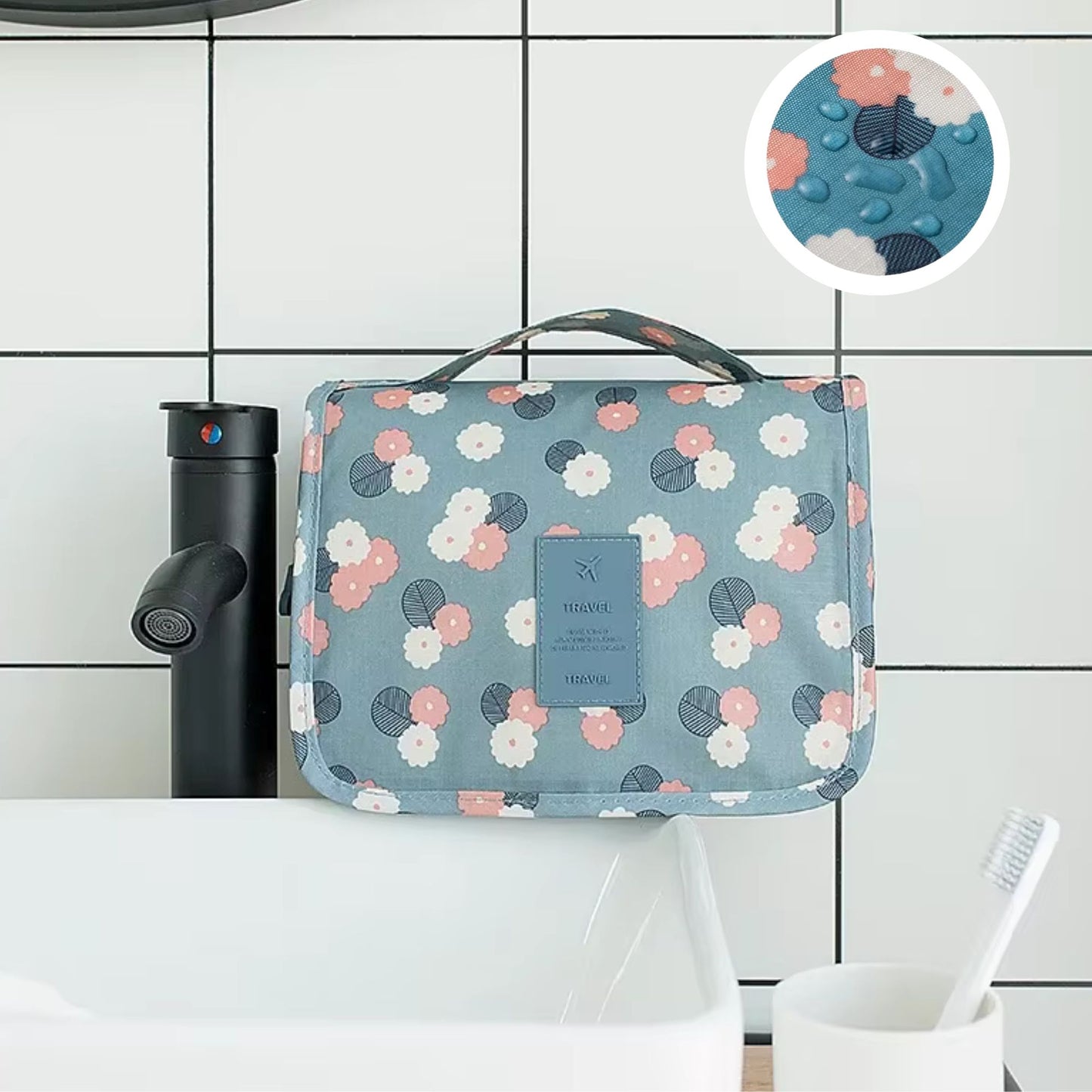 Reise-Kosmetiktasche zum Aufhängen – faltbar, wasserdicht & geräumig